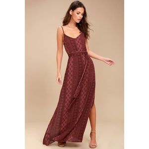 Malibu Baby Burgundy Print Maxi Dress